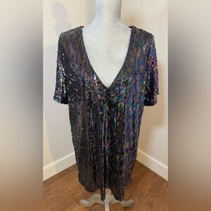 Boohoo Black Plunge Neck Dress size 10